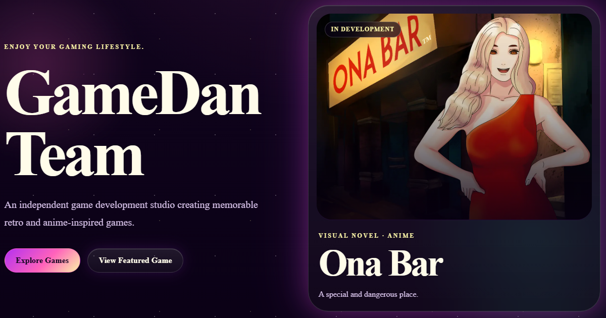 GameDan Team indie game studio website preview